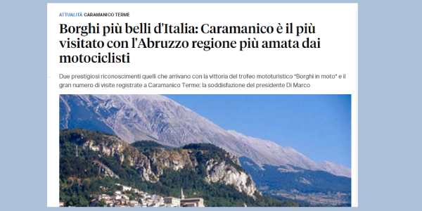 Caramanico è il più visitato con l'Abruzzo regione più amata dai motociclisti